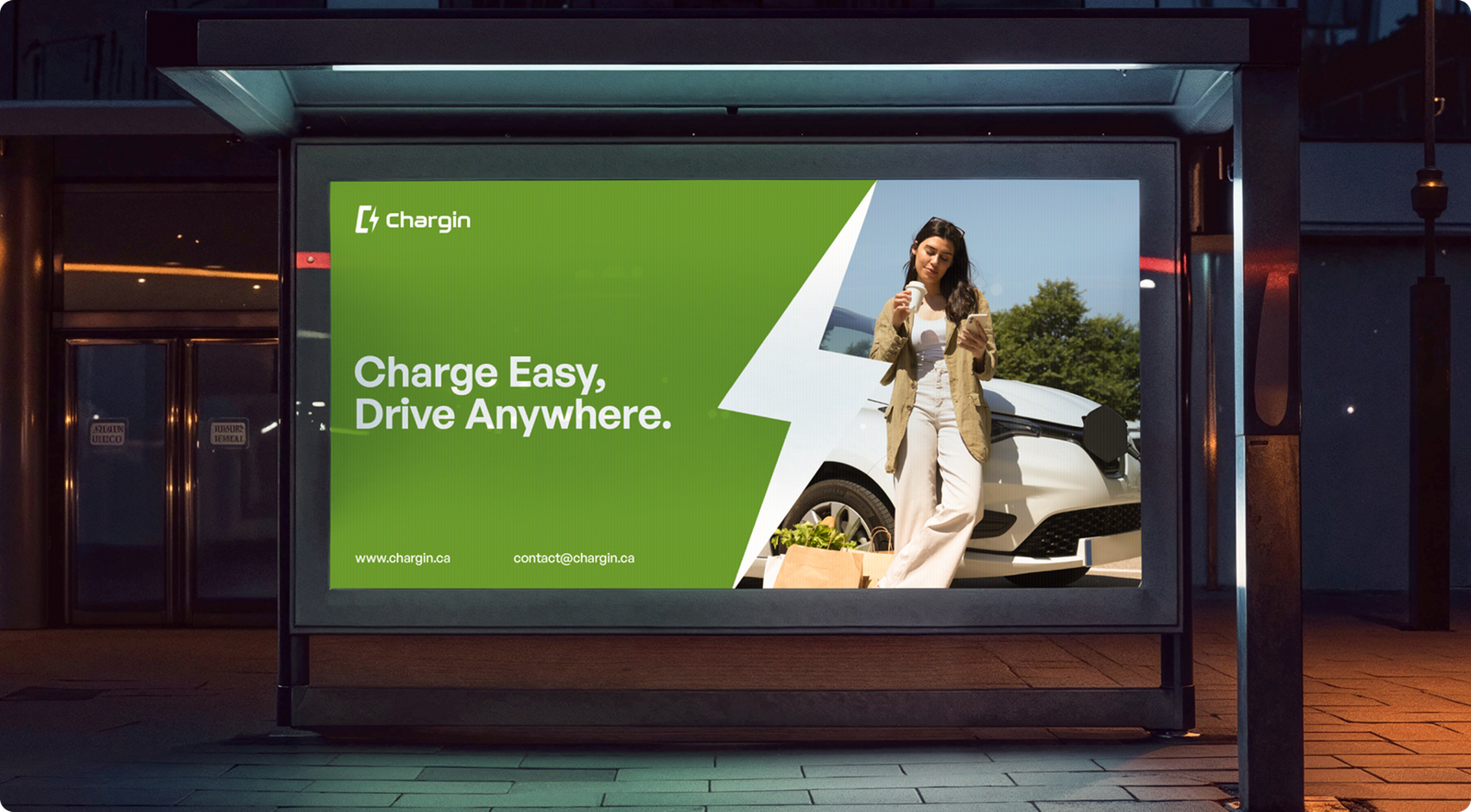 Chargin billboard, Charge Easy, Drive Anywhere